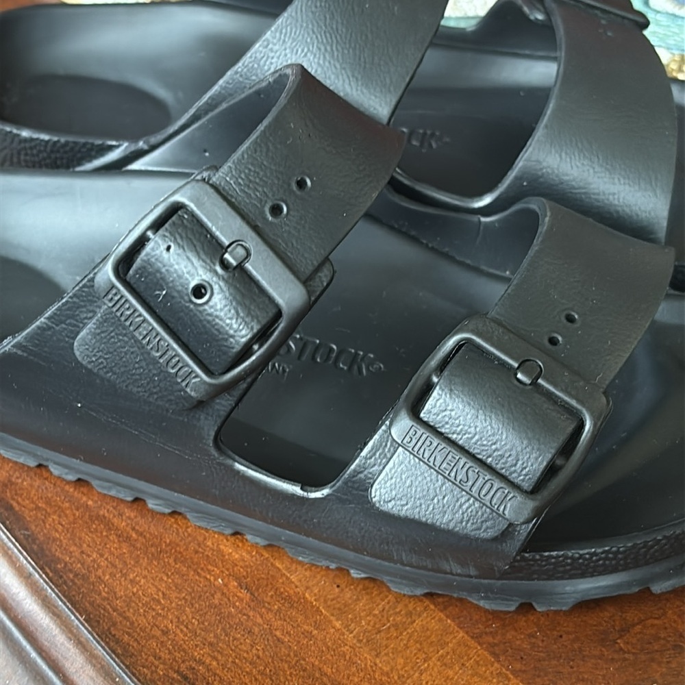 BIRKENSTOCK ARIZONA EVA RUBBER SANDALS DOUBLE BUCKLE BLACK WATERPROOF CASUAL - Picture 9 of 16